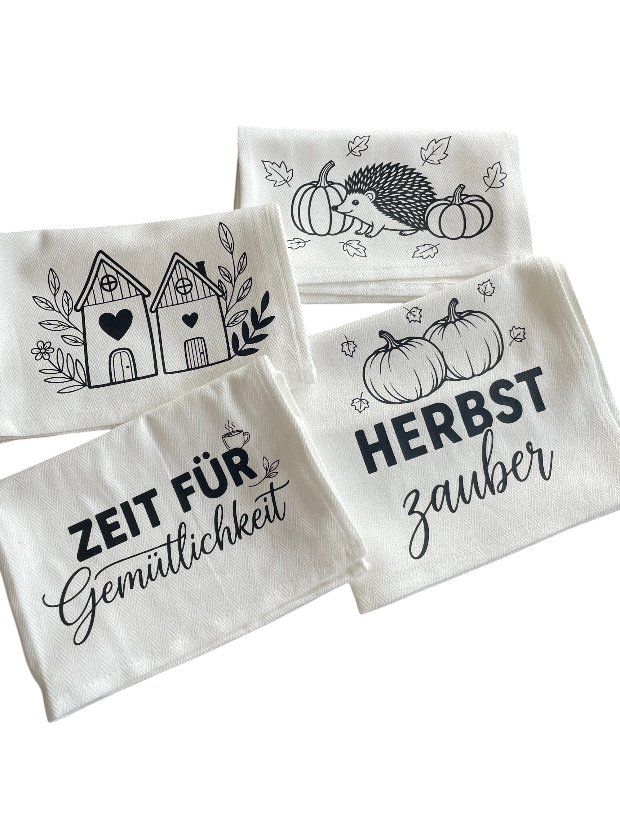 Geschirrhandtuch mit herbstlichem Aufdruck - 45 x 60cm