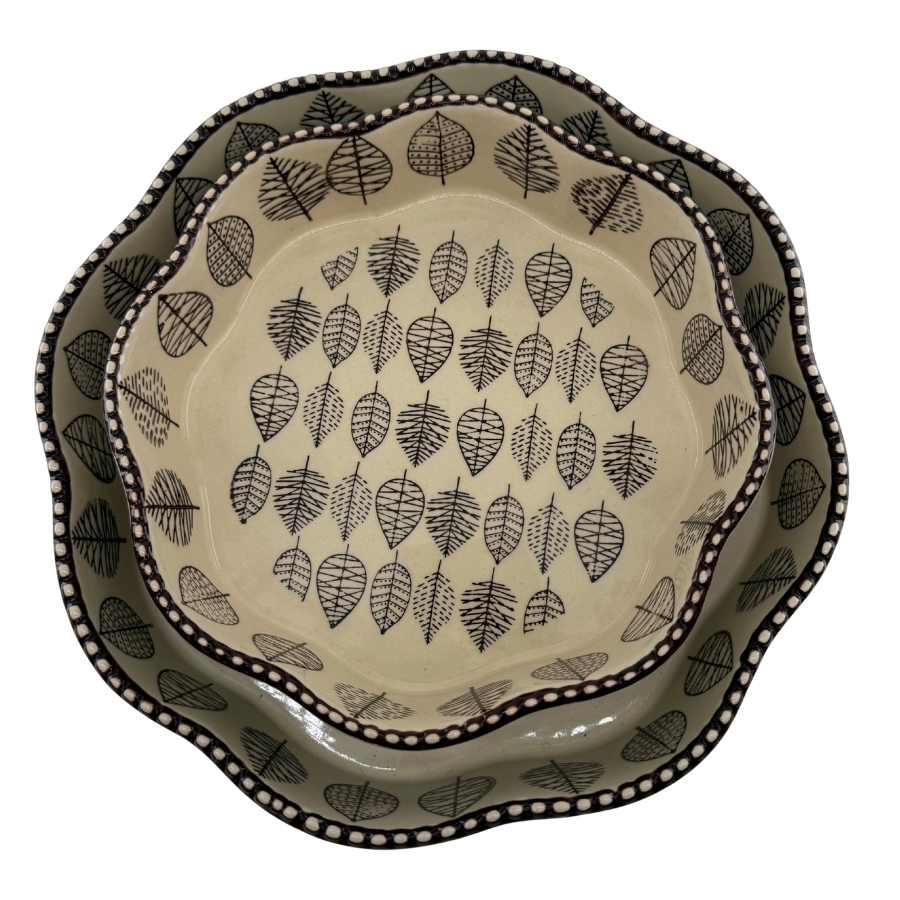 Auflaufform 2er Set Blattmuster Beige/Braun - Miljögården