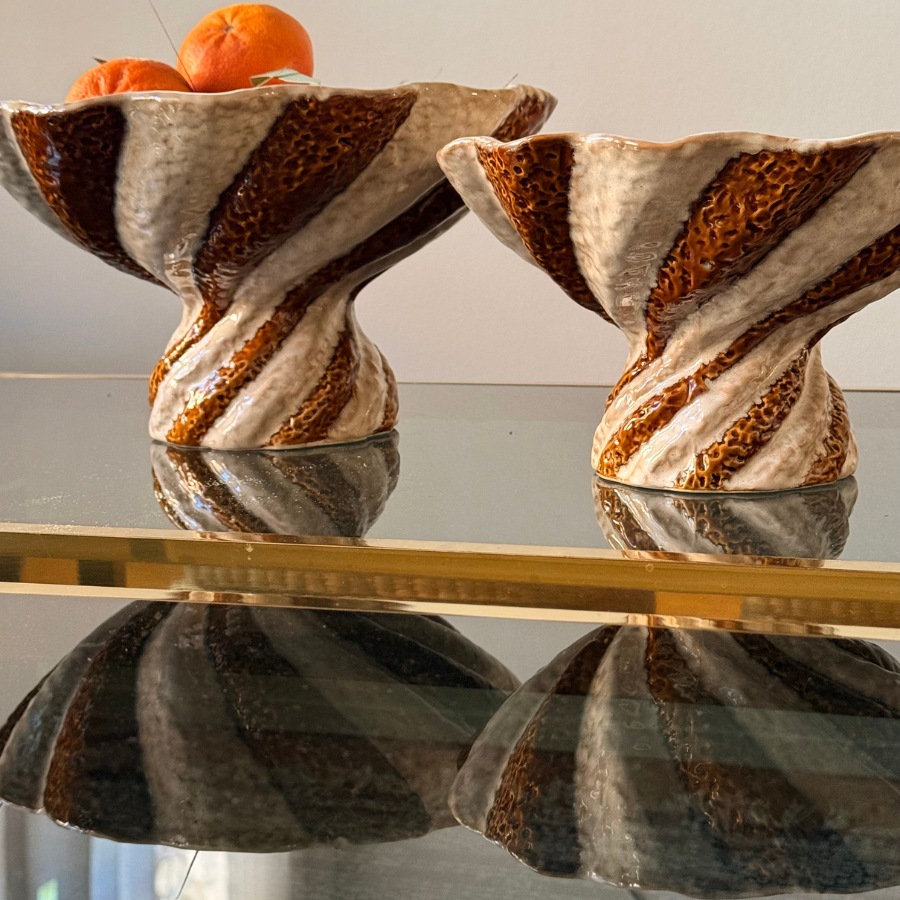 Schale mit Streifenmuster Beige/Braun - Miljögården