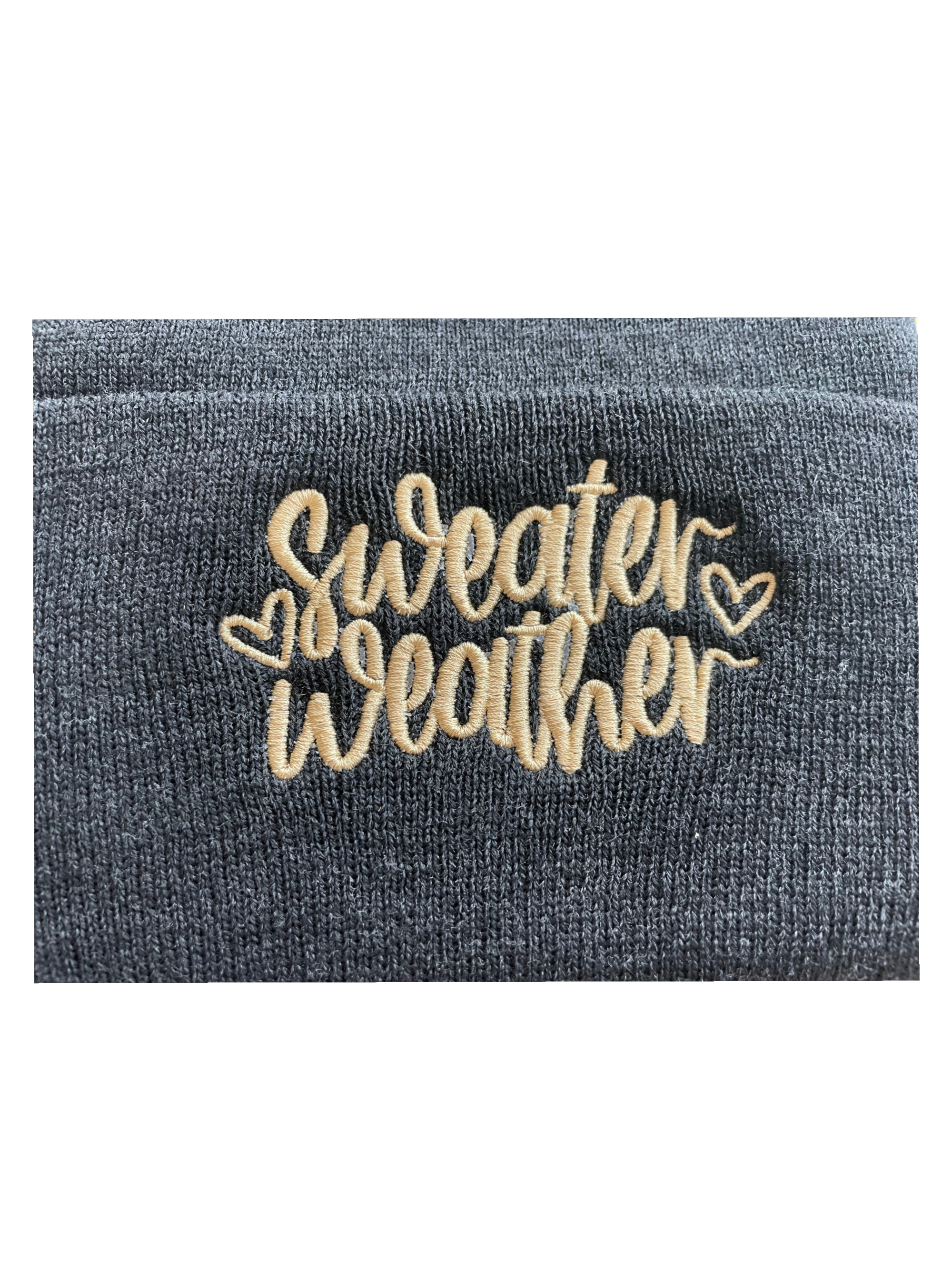 Mütze Schwarz mit goldenem "Sweater Weather"