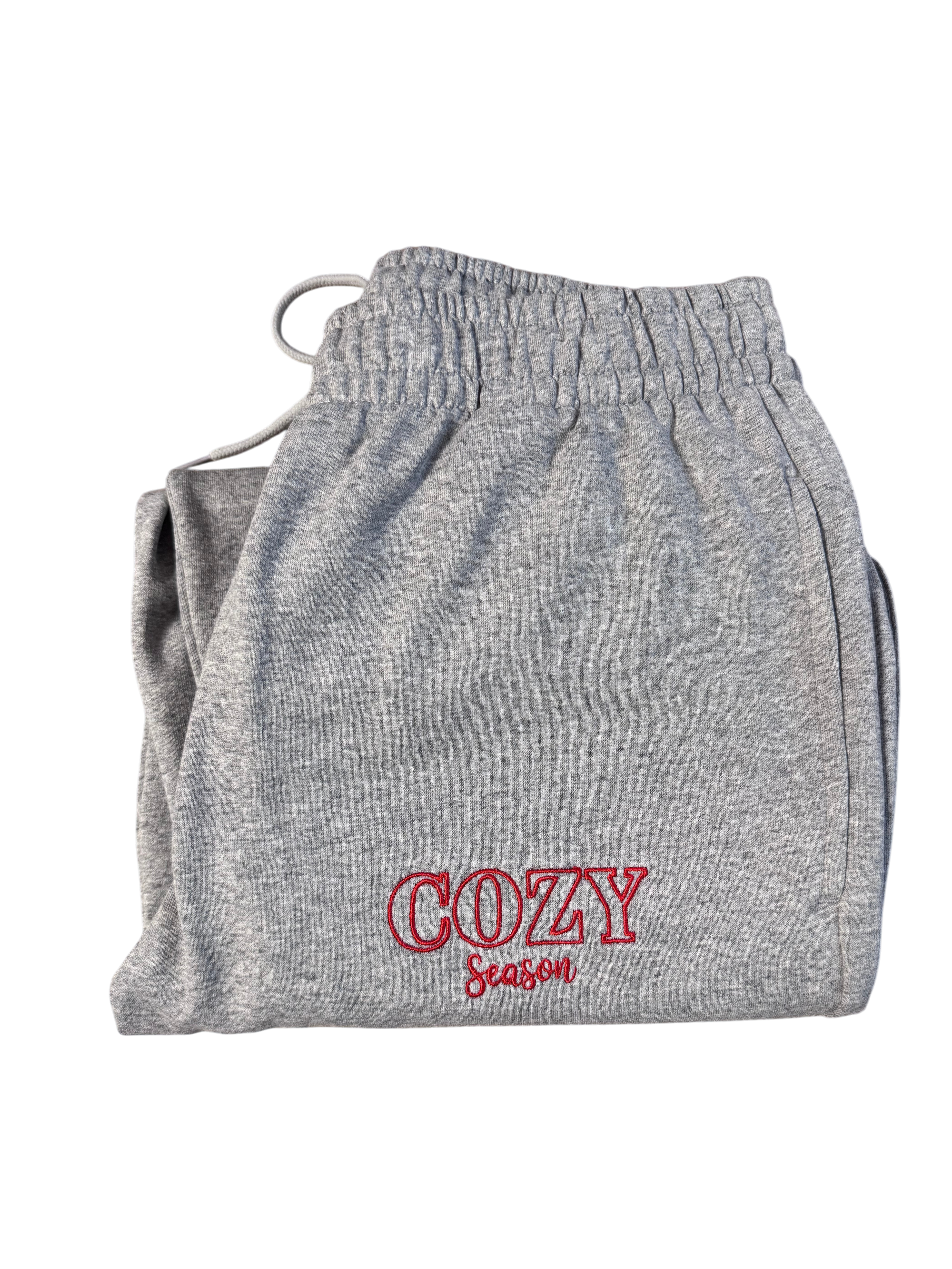 Jogginganzug Set Grau mit "Cozy Season" in Rot