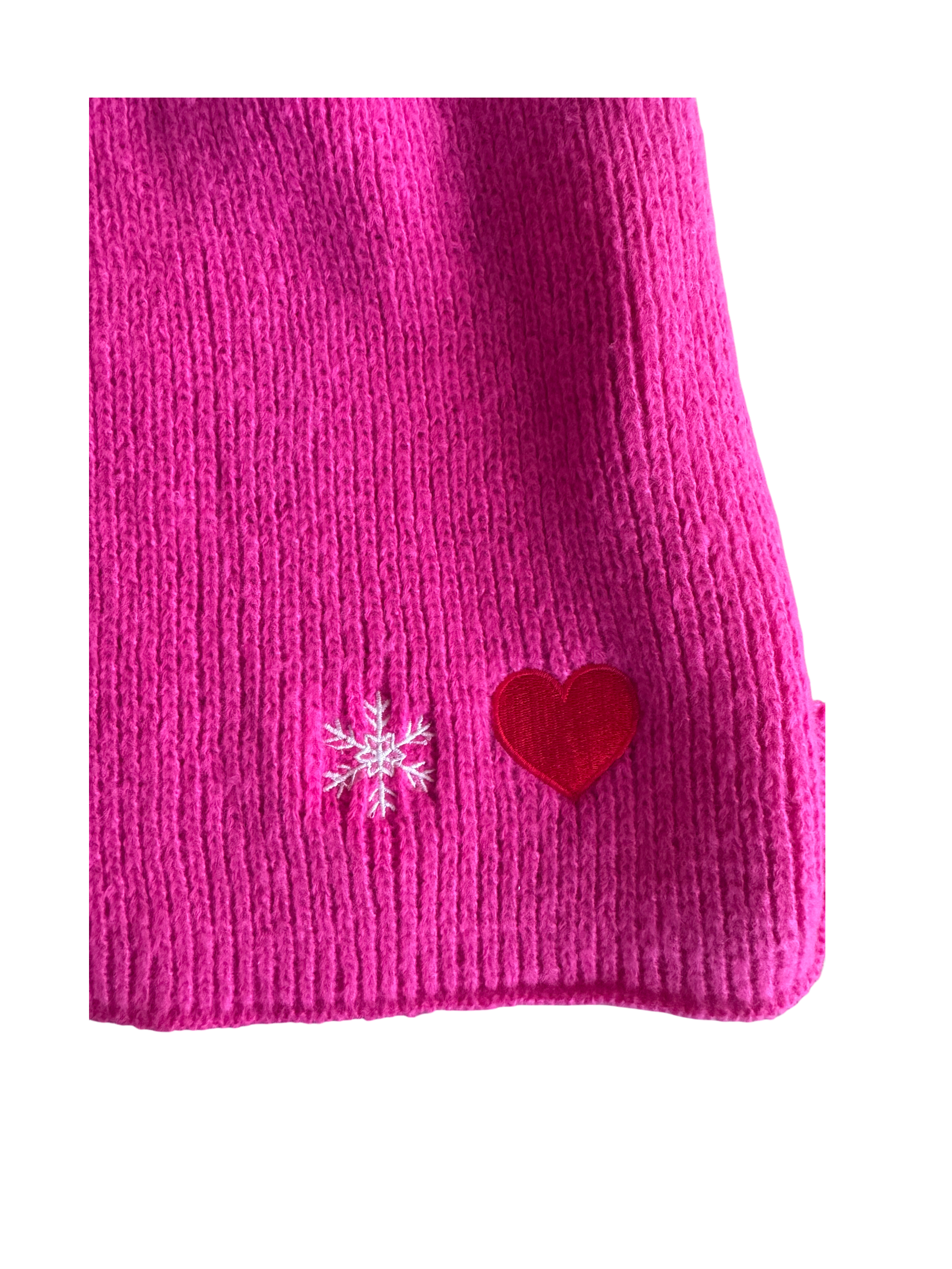 Schal/Mütze Pink Herz & Schneeflocke