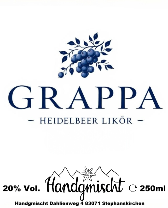 Grappa Heidelbeer Likör 20 % vol