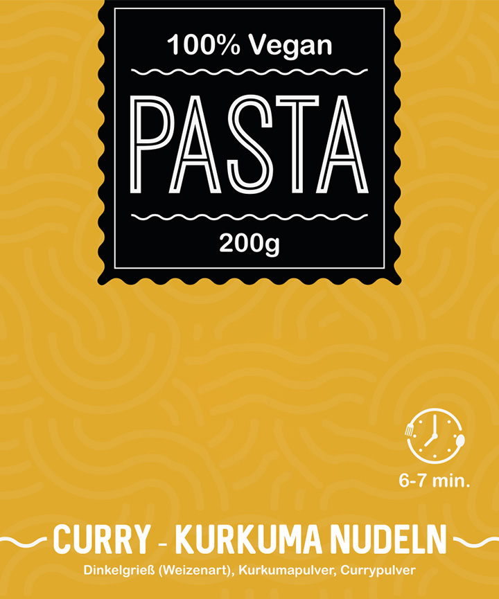 Handgemachte Curry-Kurkuma Nudeln - Dinkelnudeln