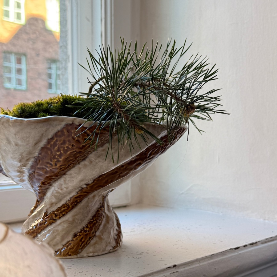 Schale mit Streifenmuster Beige/Braun - Miljögården